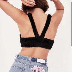 For Love & Lemons | NWT Devon Top In Black Soft Fuzzy Size Medium